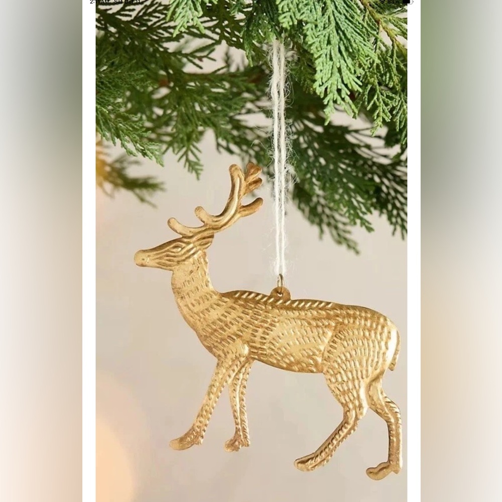 Anthro Gilded Iron Deer Ornament